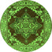 Round Oriental Green Industrial Rug, urb556grn