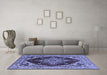 Machine Washable Oriental Blue Industrial Rug in a Living Room, wshurb556blu