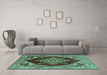 Machine Washable Oriental Turquoise Industrial Area Rugs in a Living Room,, wshurb556turq