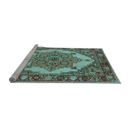 Sideview of Machine Washable Oriental Light Blue Industrial Rug, wshurb557lblu