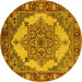 Round Oriental Yellow Industrial Rug, urb557yw