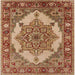 Square Mid-Century Modern Mahogany Brown Oriental Rug, urb557