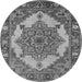 Round Machine Washable Oriental Gray Industrial Rug, wshurb557gry