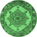 Round Oriental Emerald Green Industrial Rug, urb557emgrn