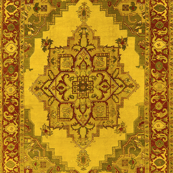 Machine Washable Oriental Yellow Industrial Rug, wshurb557yw