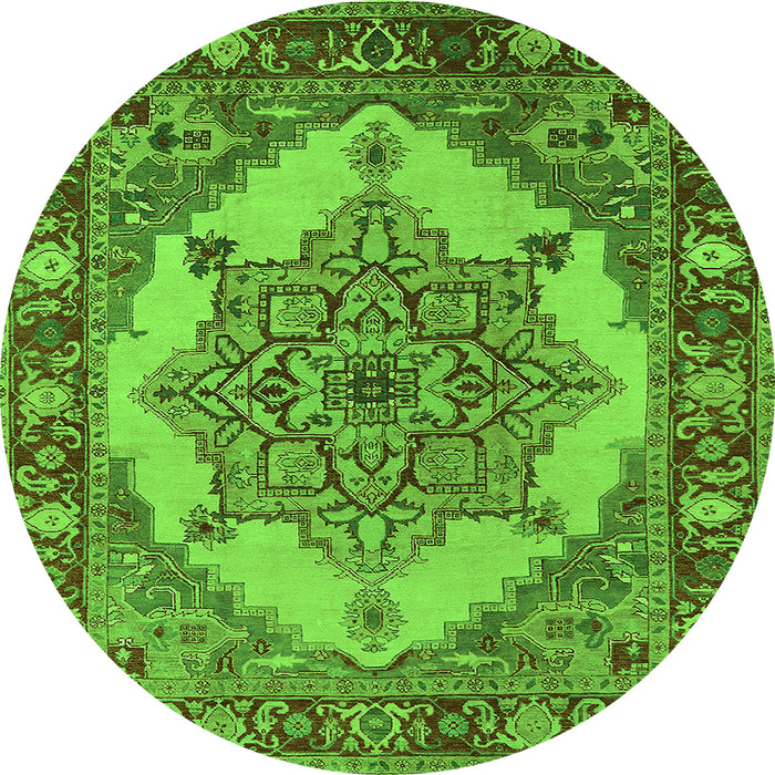 Round Oriental Green Industrial Rug, urb557grn
