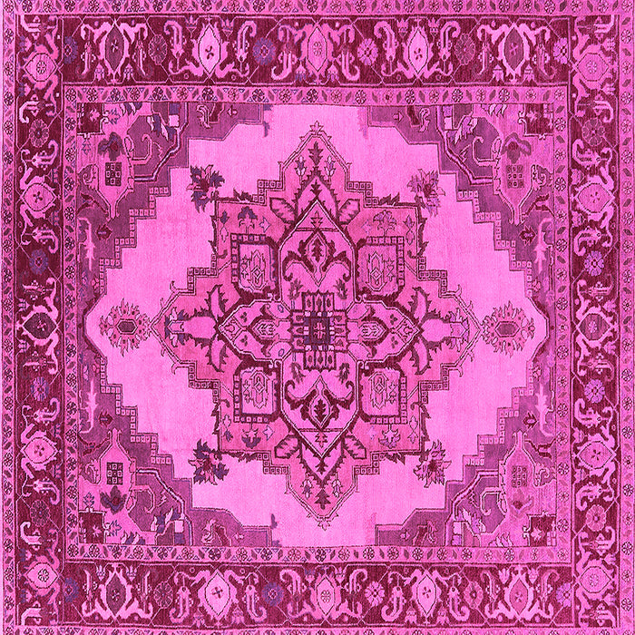 Square Machine Washable Oriental Pink Industrial Rug, wshurb557pnk