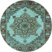 Round Oriental Light Blue Industrial Rug, urb557lblu