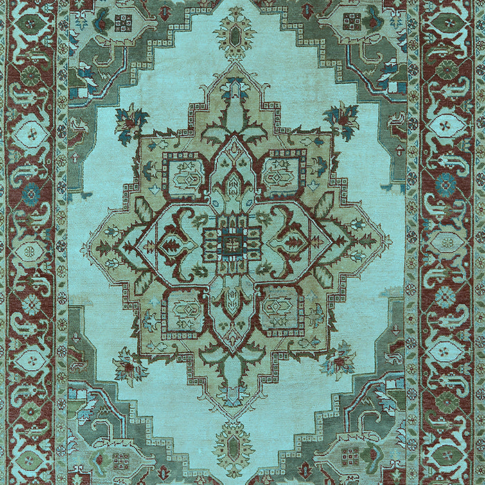 Machine Washable Oriental Light Blue Industrial Rug, wshurb557lblu