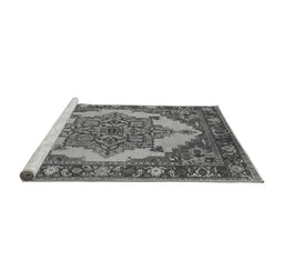 Sideview of Machine Washable Oriental Gray Industrial Rug, wshurb557gry