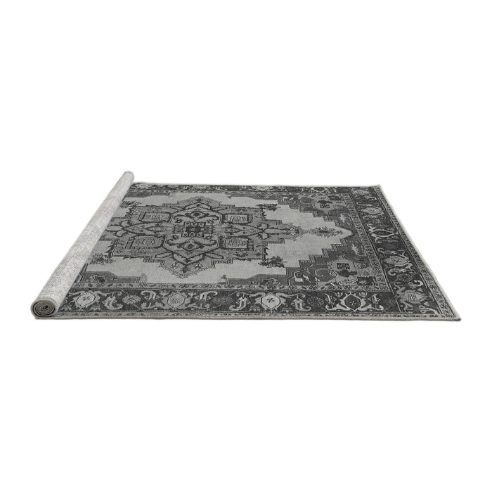 Sideview of Machine Washable Oriental Gray Industrial Rug, wshurb557gry