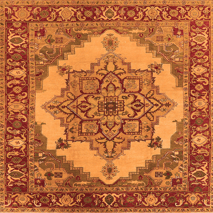 Square Machine Washable Oriental Orange Industrial Area Rugs, wshurb557org