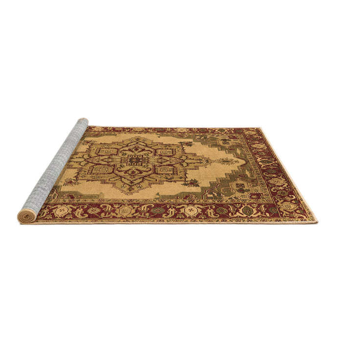 Sideview of Machine Washable Oriental Brown Industrial Rug, wshurb557brn
