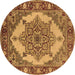 Round Oriental Brown Industrial Rug, urb557brn