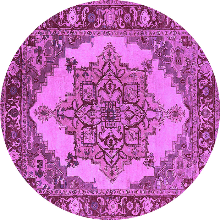 Round Machine Washable Oriental Purple Industrial Area Rugs, wshurb557pur