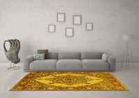 Machine Washable Oriental Yellow Industrial Rug, wshurb557yw