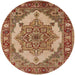 Round Mid-Century Modern Mahogany Brown Oriental Rug, urb557