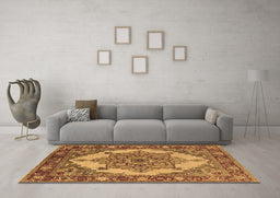 Machine Washable Oriental Brown Industrial Rug in a Living Room,, wshurb557brn