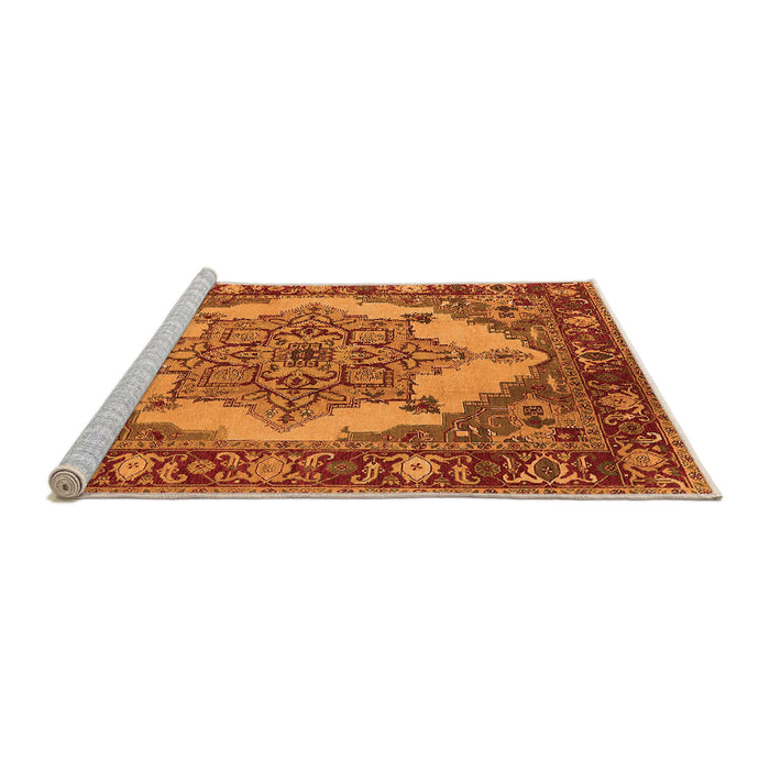 Sideview of Machine Washable Oriental Orange Industrial Area Rugs, wshurb557org