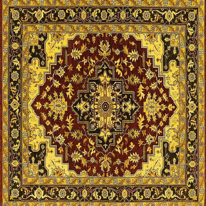 Square Machine Washable Oriental Yellow Industrial Rug, wshurb558yw