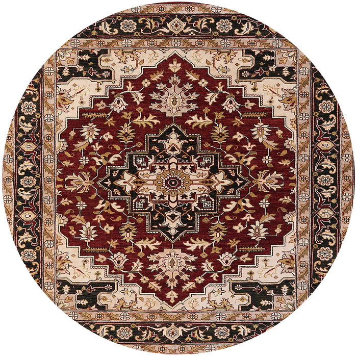 Round Mid-Century Modern Red Oriental Rug, urb558