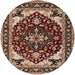 Round Mid-Century Modern Red Oriental Rug, urb558