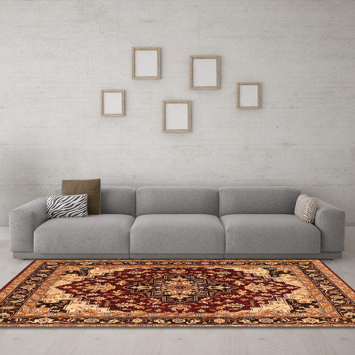 Machine Washable Oriental Orange Industrial Area Rugs in a Living Room, wshurb558org
