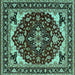 Square Oriental Turquoise Industrial Rug, urb558turq