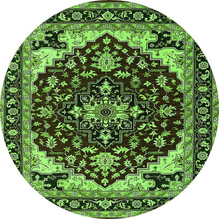 Round Oriental Green Industrial Rug, urb558grn