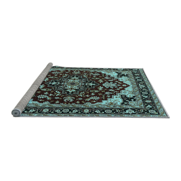 Sideview of Machine Washable Oriental Light Blue Industrial Rug, wshurb558lblu
