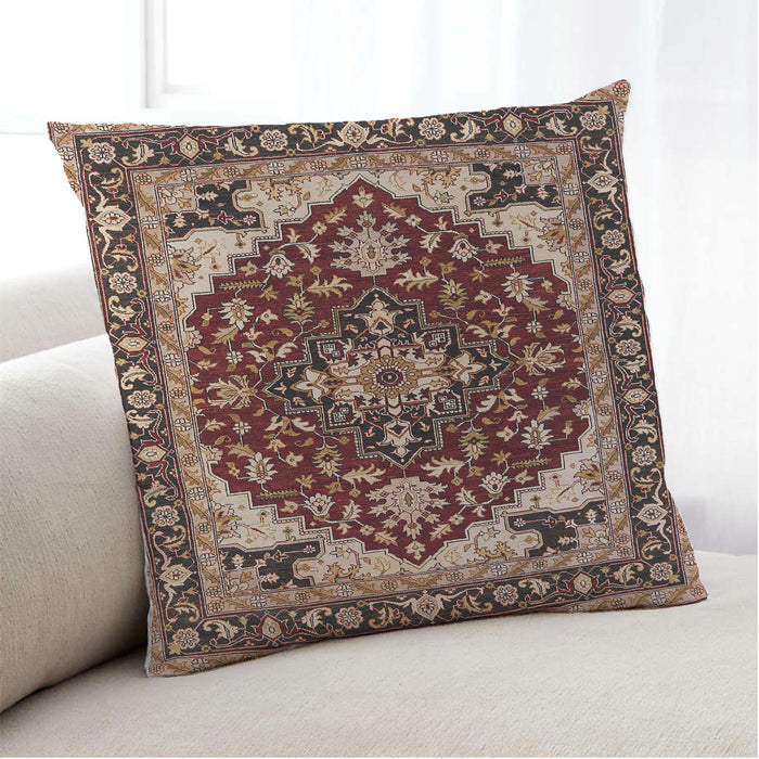 Lifestyle Image of Mid-Century Modern Urban Square Red Red Throw Pillow, 18 inch by 18 inch, pwurb558