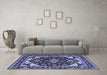 Machine Washable Oriental Blue Industrial Rug in a Living Room, wshurb558blu