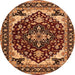 Round Machine Washable Oriental Orange Industrial Area Rugs, wshurb558org