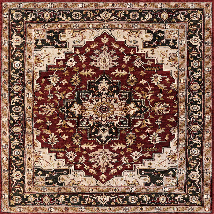 Square Mid-Century Modern Red Oriental Rug, urb558