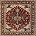 Square Mid-Century Modern Red Oriental Rug, urb558