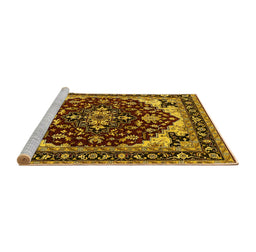 Sideview of Machine Washable Oriental Yellow Industrial Rug, wshurb558yw