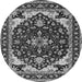 Round Machine Washable Oriental Gray Industrial Rug, wshurb558gry