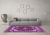 Machine Washable Oriental Purple Industrial Rug, wshurb558pur