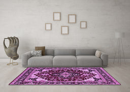 Machine Washable Oriental Purple Industrial Area Rugs in a Living Room, wshurb558pur