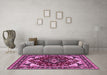 Machine Washable Oriental Pink Industrial Rug in a Living Room, wshurb558pnk