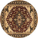 Round Oriental Brown Industrial Rug, urb558brn