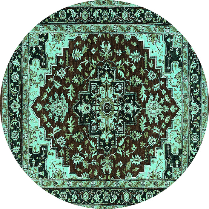 Round Oriental Turquoise Industrial Rug, urb558turq