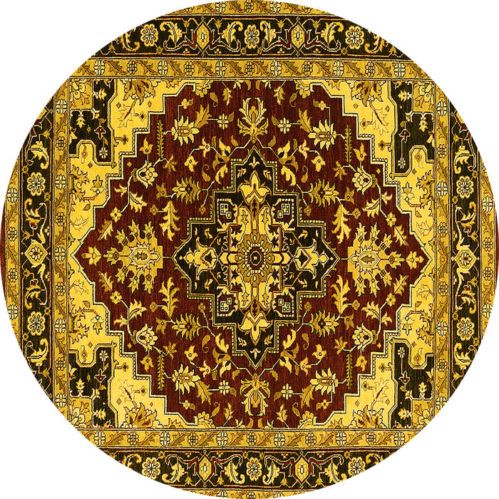 Round Oriental Yellow Industrial Rug, urb558yw