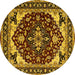 Round Oriental Yellow Industrial Rug, urb558yw