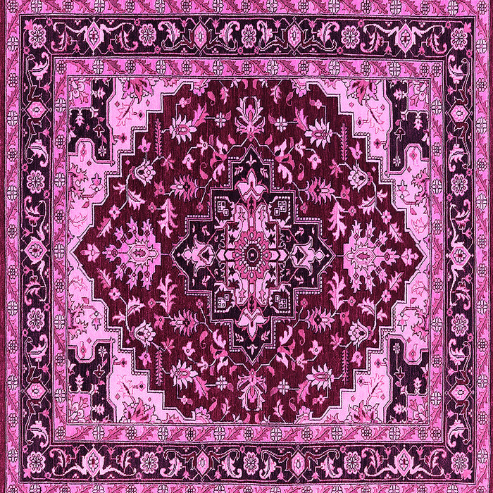 Square Machine Washable Oriental Pink Industrial Rug, wshurb558pnk