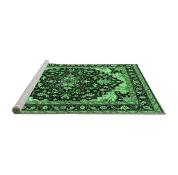 Sideview of Machine Washable Oriental Emerald Green Industrial Area Rugs, wshurb558emgrn