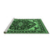 Sideview of Machine Washable Oriental Emerald Green Industrial Area Rugs, wshurb558emgrn