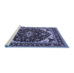Sideview of Machine Washable Oriental Blue Industrial Rug, wshurb558blu