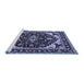 Sideview of Machine Washable Oriental Blue Industrial Rug, wshurb558blu