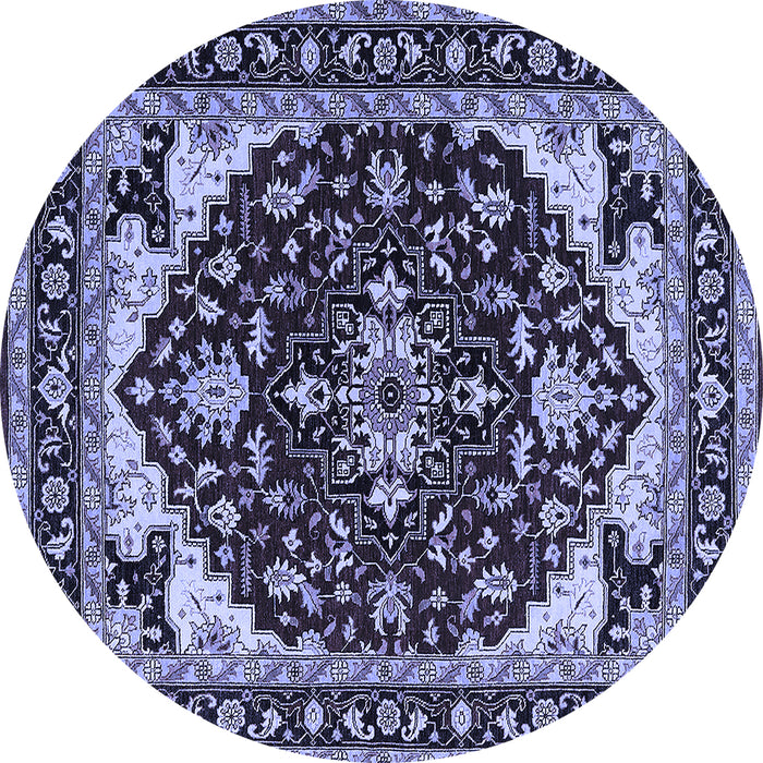 Round Oriental Blue Industrial Rug, urb558blu